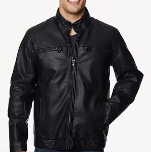 David Bitton Faux Leather Balck Jacket Nwot Large